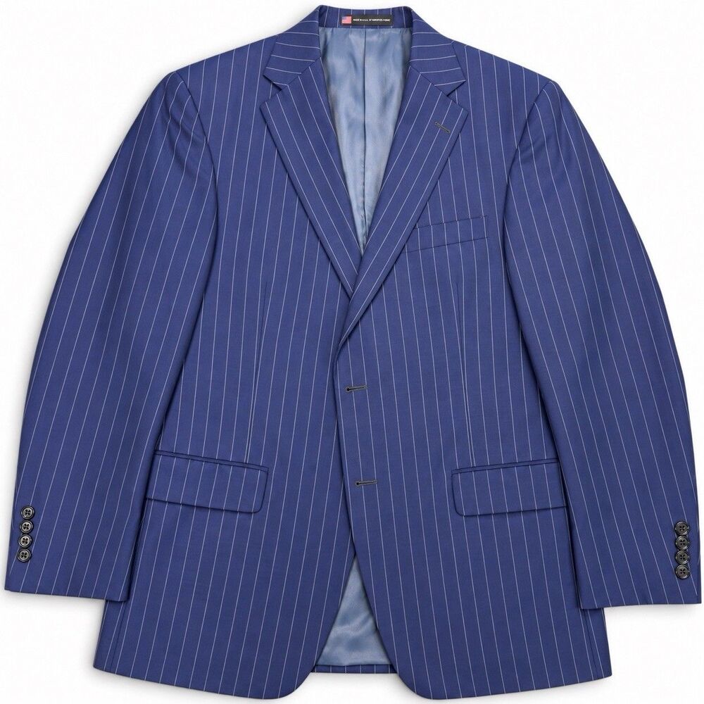 Hart Schaffner Marx 40R Classic Fit Blue Pinstripe Wool Sport Coat Blazer USA